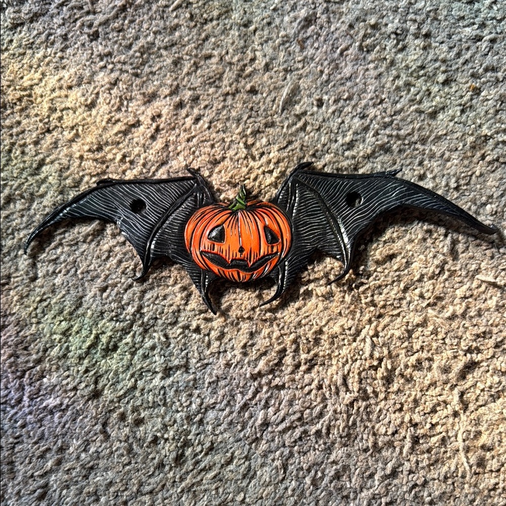 Lunation Leathers RARE Halloween Bat with Pumpkin Hair Slide